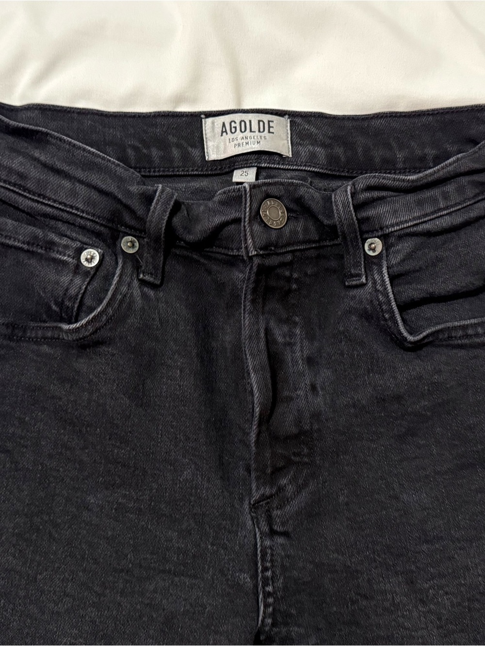 AGOLDE Capri Jean CutOffs Black Jean Shorts - Picture 8 of 8